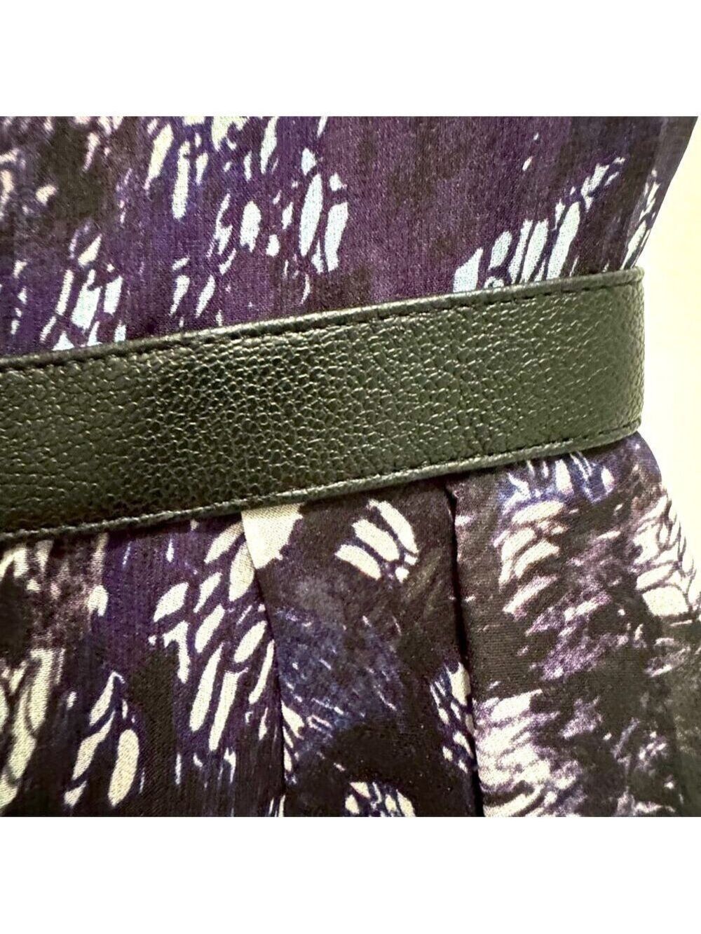 Hunter Bell Sleeveless Peplum, 100% Silk & Leather Trim, Size 8 - Picture 5 of 12